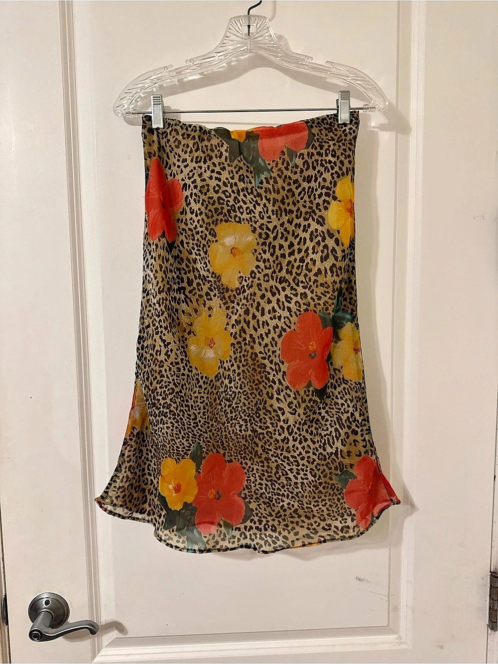 Vintage Harold's Floral Animal Print Skirt in Brown & Red Size 4